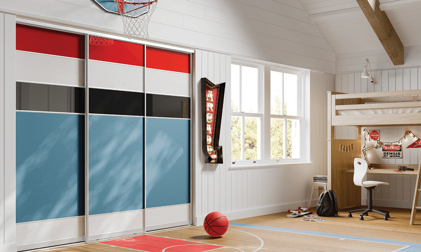 Red Glass_Platinum White_Black Glass_Blue Pinboard